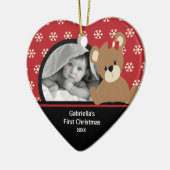 Baby's Eerste Kerstfoto Ornament Teddy Bear (Links)