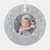 Baby's eerste kerstfoto Pewter Glas Ornament (Voorkant)