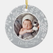 Baby's eerste kerstfoto Pewter Keramisch Ornament (Voorkant)