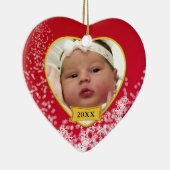 Baby's eerste kerstfoto Red Keramisch Ornament (Rechts)