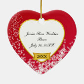 Baby's eerste kerstfoto Red Keramisch Ornament (Achterkant)