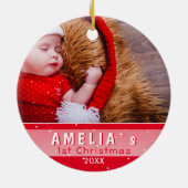 Baby's eerste kerstfoto Red Keramisch Ornament (Achterkant)