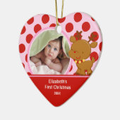 Baby's eerste kerstfoto Reindeer Keramisch Ornament (Links)