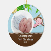 Baby's eerste kerstfoto-sieraap keramisch ornament (Links)