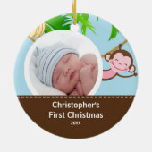 Baby's eerste kerstfoto-sieraap keramisch ornament (Achterkant)