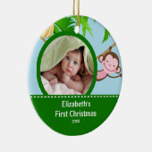 Baby's eerste kerstfoto-sieraap keramisch ornament (Rechts)