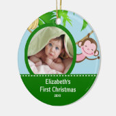 Baby's eerste kerstfoto-sieraap keramisch ornament (Links)