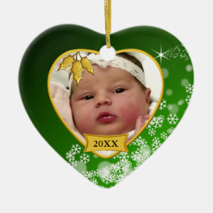 Baby's eerste kerstfoto Snowflake Keramisch Ornament