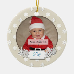 Baby's eerste kerstfoto Snowflake Ornament