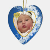 Baby's eerste kerstfoto speciaal aangepast keramisch ornament (Links)