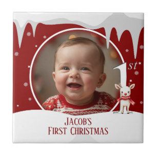 Baby's eerste kerstfoto tegeltje