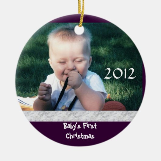 Baby's eerste kerstfoto-versiering keramisch ornament (Voorkant)