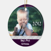 Baby's eerste kerstfoto-versiering keramisch ornament (Links)