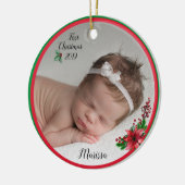 Baby's eerste kerstfoto-versiering keramisch ornament (Links)