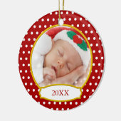 Baby's eerste kerstfoto-versiering keramisch ornament (Links)
