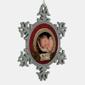 Baby's eerste kerstfoto-versiering tin sneeuwvlok ornament (Links)