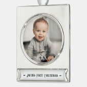 Baby's eerste kerstfoto verzilverd banner ornament (Links)