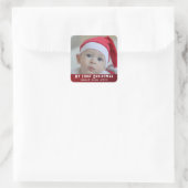 Baby's | Eerste kerstfoto Vierkante Sticker (Tas)