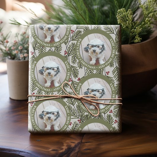 Baby's eerste kerstfoto - Whimsical Branches Cadeaupapier