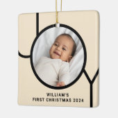 Baby's eerste kerstfotocrème keramisch ornament (Links)