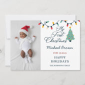 Baby's eerste kerstfotofeest op maat feestdagenkaart (Voorkant)