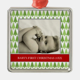 Baby's Eerste kerstfotofeestdagen Metalen Ornament