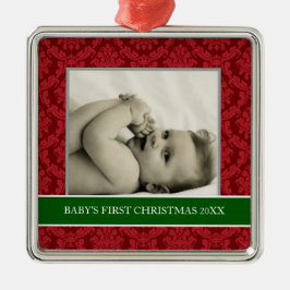 Baby's Eerste kerstfotofeestdagen Metalen Ornament
