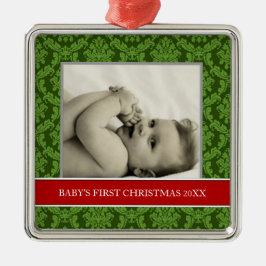 Baby's Eerste kerstfotofeestdagen Metalen Ornament