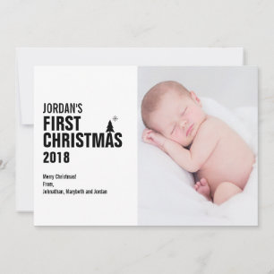 Baby's eerste kerstfotokaart feestdagenkaart
