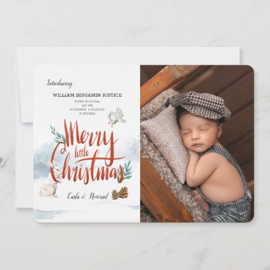 Baby's eerste kerstfotokaart feestdagenkaart (Voorkant)