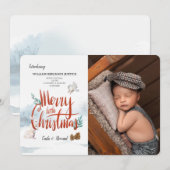 Baby's eerste kerstfotokaart feestdagenkaart (Voorkant / Achterkant)
