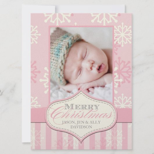 Baby's eerste kerstfotokaarten feestdagenkaart (Voorkant)