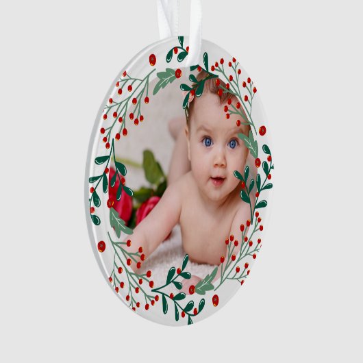 Baby's eerste kerstfotokerrie ornament (voorkant)