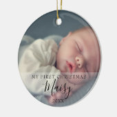Baby's eerste kerstfotoscript keramisch ornament (Links)