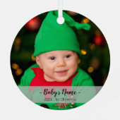 Baby's eerste kerstjaar Sjabloon met fotoscript Metalen Ornament (Achterkant)