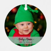 Baby's eerste kerstjaar Sjabloon met fotoscript Metalen Ornament (Voorkant)