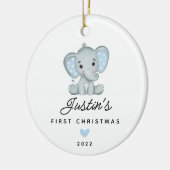 Baby's eerste kerstjongen Elephant 2 Sided Photo Keramisch Ornament (Links)