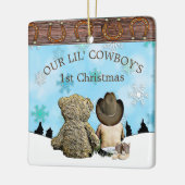 Baby's eerste kerstjongetje en Teddy Bear Keramisch Ornament (Links)