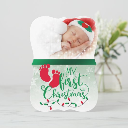 Baby's eerste kerstkaart kaart (Staand voorkant)