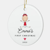 Baby's eerste kerstkind meisje keramisch ornament (Links)