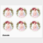 Baby's eerste kerstman Holly Wreath Photo Keepomwi Ronde Sticker (Vel)