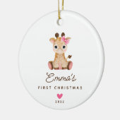 Baby's Eerste Kerstmeisje Giraffe Keramisch Ornament (Links)