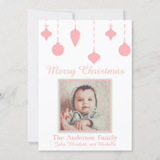 Baby's eerste kerstmeisje roze groen feestdagenkaart