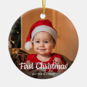 Baby's Eerste Kerstmis 1 foto Keramisch Ornament (Voorkant)