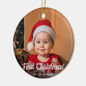 Baby's Eerste Kerstmis 1 foto Keramisch Ornament (Links)