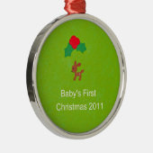 Baby's Eerste Kerstmis 2011 Metalen Ornament (Rechts)