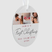Baby's Eerste Kerstmis 3 Foto's Modern Custom Ornament (voorkant)