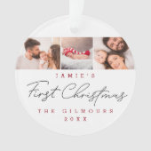 Baby's Eerste Kerstmis 3 Foto's Modern Custom Ornament (voorkant)