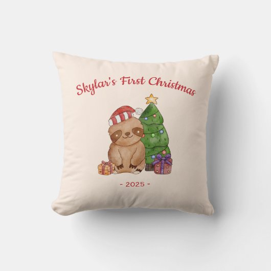 Baby's Eerste Kerstmis Aandenken Kussen (Voorkant)