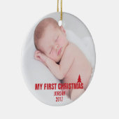 Baby's Eerste Kerstmis Aangepast Ornament Rood met (Rechts)